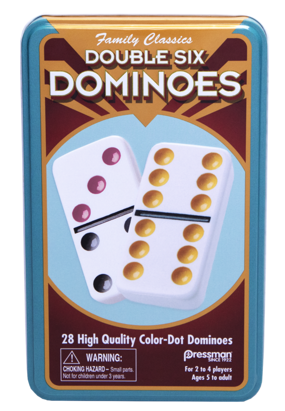 Dominoes: Double Six Color Dot Dominoes in Tin