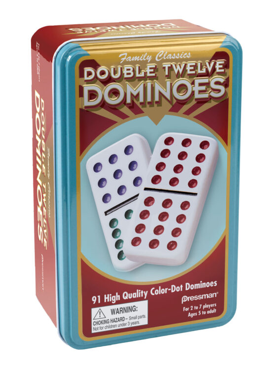 Dominoes: Double 12 Color Dot in Tin