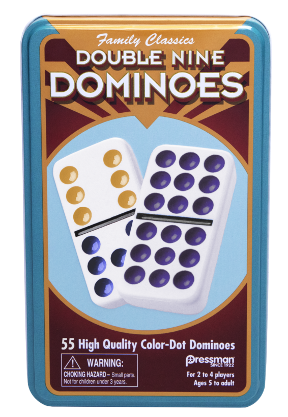Dominoes: Double Nine Color Dot in Tin