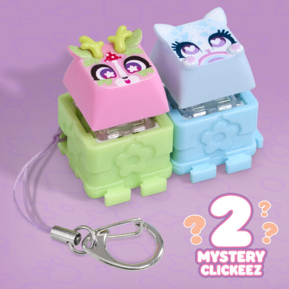 Image of 2 Clickeez, a Keychain & the text '2 Mystery Clickeez'